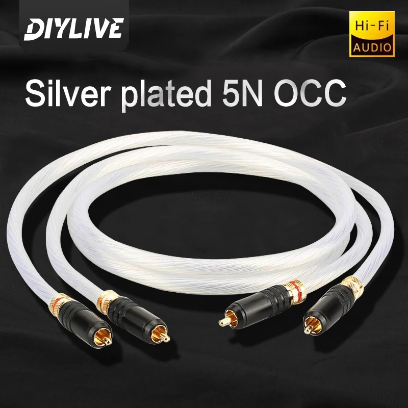 

DIYLIVE Hi-End 5N OCC sterling silver line fever audio line double RCA sound signal line HIFI double lotus over line