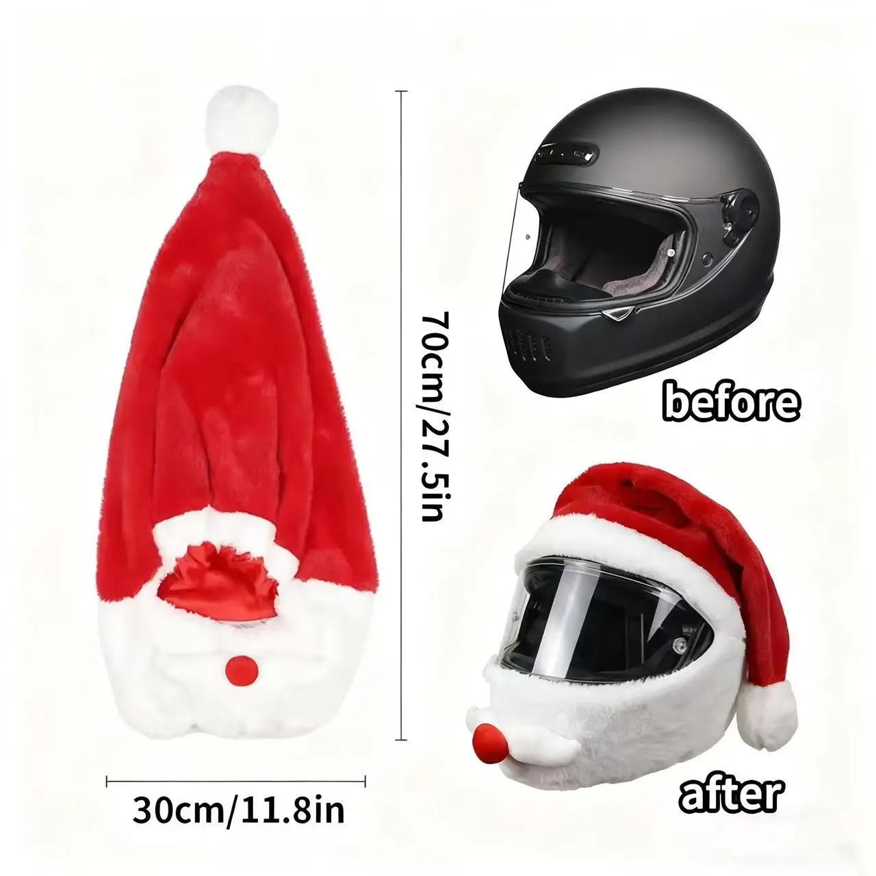 

Santa Motorcycle Helmet Cover Christmas Safe Cycling Hat Racing Cap RV Decoration Merry Xmas Christmas Gift for Car Decoration