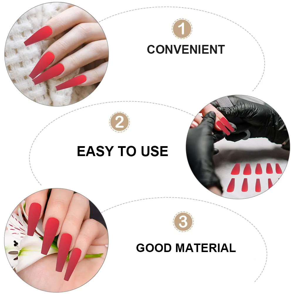 

200 Pcs Full Cover Long Nail Tips Plastic False Ballerina Fake Nails for Wedding Party Manicure Coffin Nail Tips Environmental