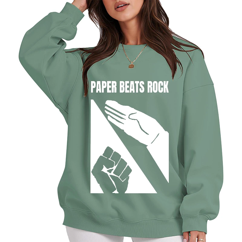 ペーパービートスロックミームプリントパーカー男性女性秋冬ルーズ O ネック快適なトップスユニセックスプルオーバースウェットシャツ 2025