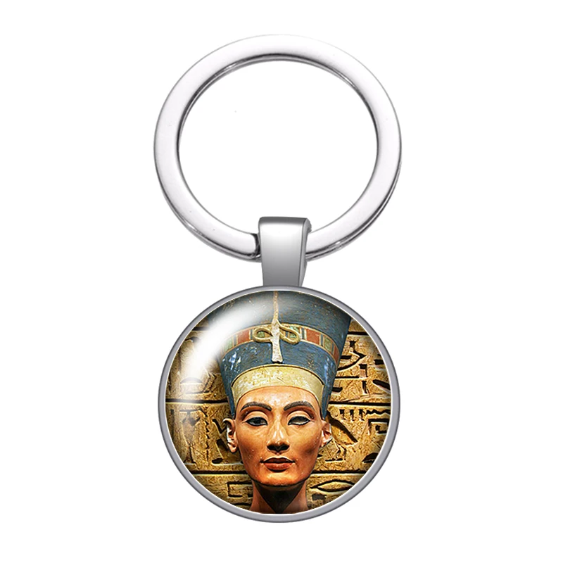 New Ancient Egypt Pharaoh Eye symbol 25mm glass cabochon keychain Bag Car key chain Ring Holder Charms keychain