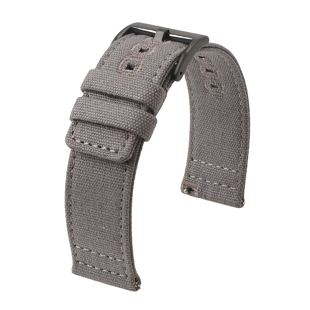 Snelspanner Nylon Canvas Horlogeband 18mm 19mm 20mm 22mm Armband Geborstelde Gesp Horlogebanden Voor Smartwatch Accessoires
