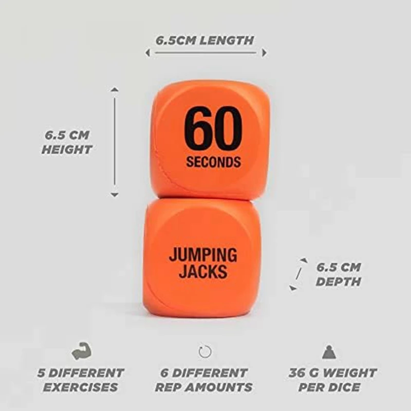 Workout Dice Fitness Game para Cardio, Aulas De Exercícios, Roteador De Treinamento De Corpo Inteiro, Casa E Ginásio, 2pcs