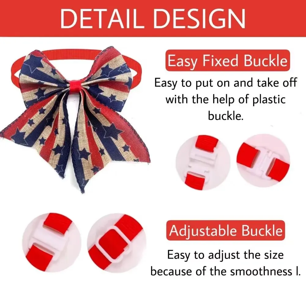 50/100pcs New Dog Bowties 4th July American Flag Design Fashion Cute Neckties for Small Dogs Puppy Pet Dog Bows Grooming Product