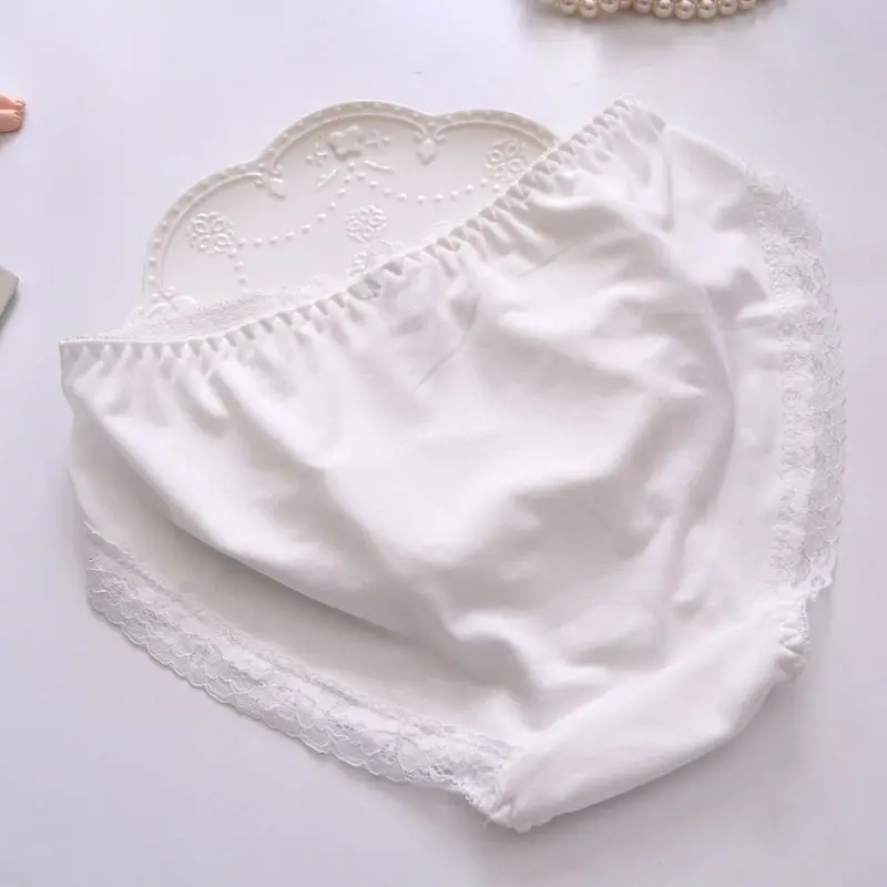 Princess Style Milk Silk Ruffles Lace Cute Lovely Sweety Panties Women Lolita Cosplay Bow Embroidery Luxury Underwear Breifs