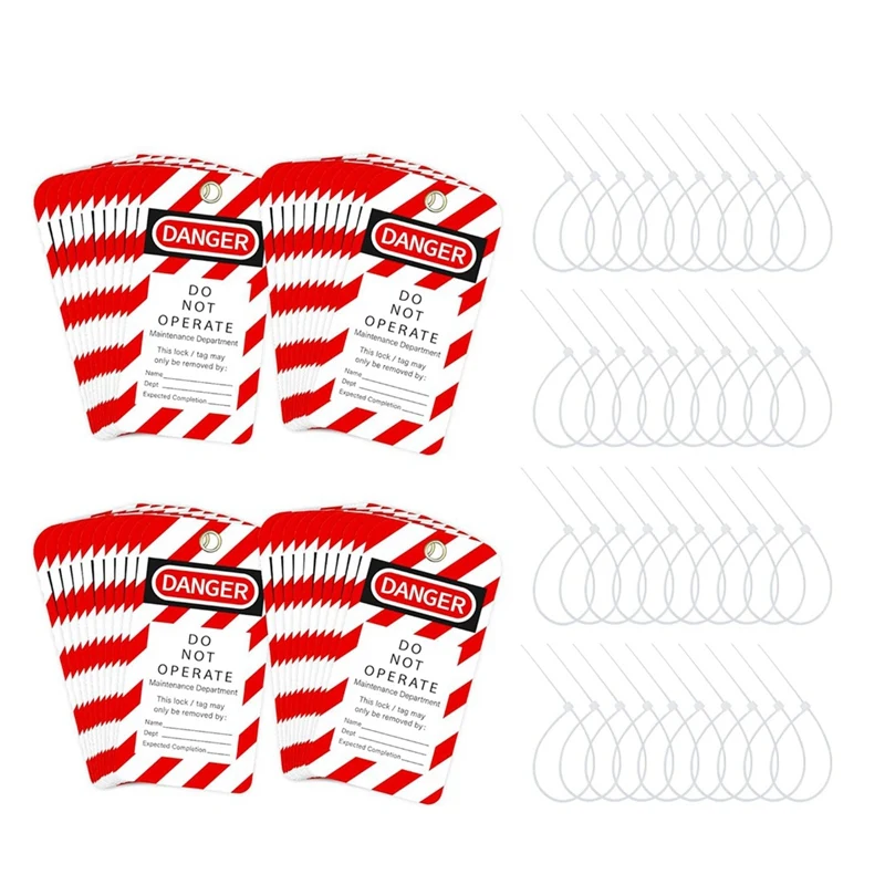 Lockout Tagout Tags 3 X 5.75-Inch, 40 Danger Do Not Operate Tags With 40 Zip Ties Parts Kit