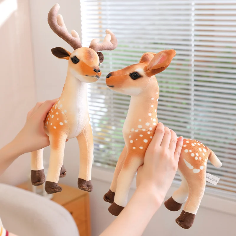 Simulated Spotted Deer Plush Toys Soft Kids Toys Simulated Animal Toys Hobbies Collection Home Decor Toy Creative Birthday Gift