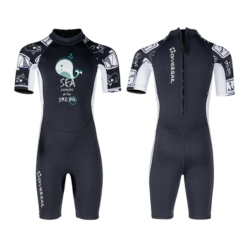 

Children's 1.5MM Neoprene Thermal Wetsuit Short-sleeved One-piece Warm Swimsuit Surfing Snorkeling Swimming Suit Anti-jellyfish