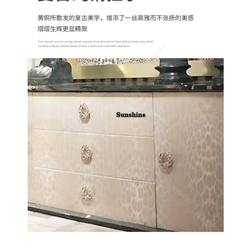 dining side cabinet, household living room against the wall for storage, postmodern villa solid wood printing storage entranceYY