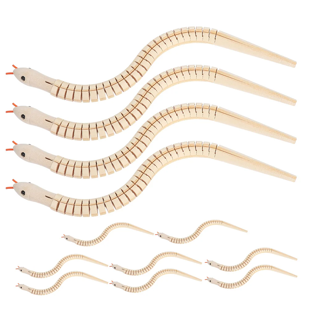 12 قطعة ثعبان الخشب الطبيعي لم تنته 30 سنتيمتر الحرف المرنة الاطفال المزحة الزينة واقعية الخشب ثعبان مجموعة لحفلات عطلة #1