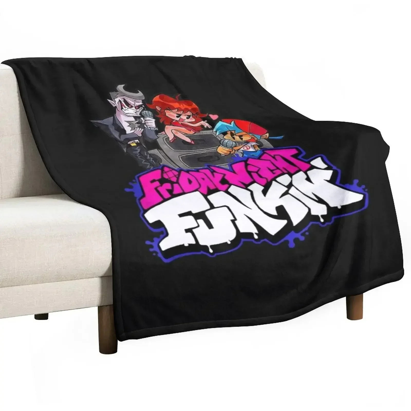 Friday Night Funkin Battle Rap Throw Blanket Picnic Personalized Gift blankets and throws Hairys Blankets