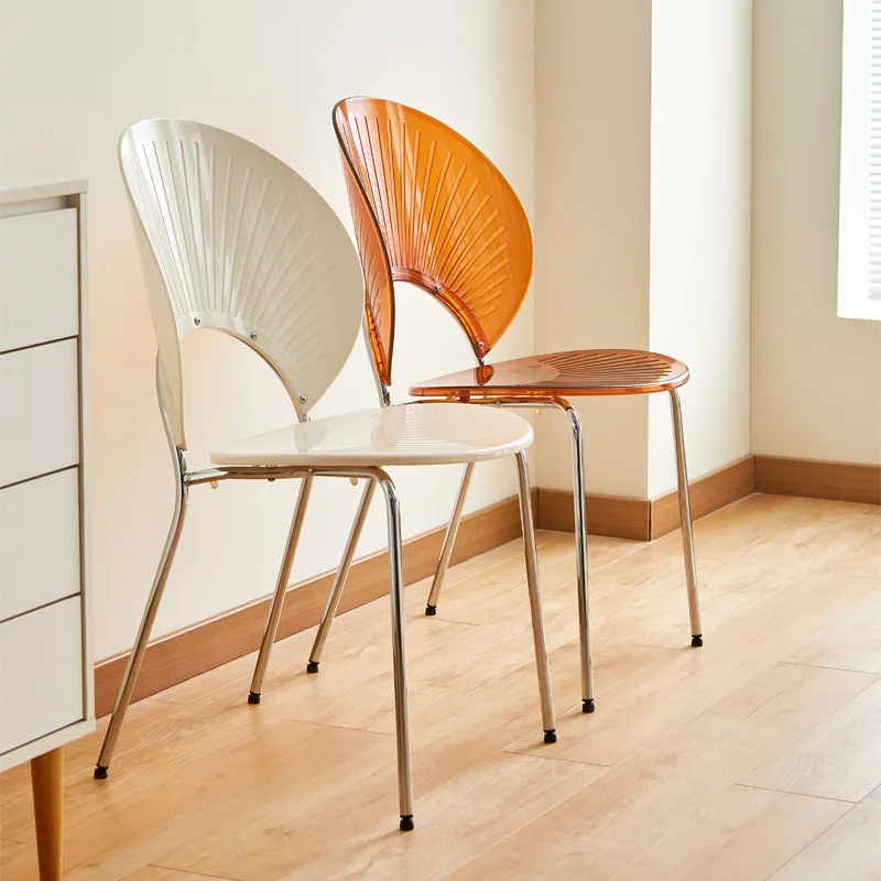 LMM Nordic solid wood retro shell dining chair modern simple backrest stool