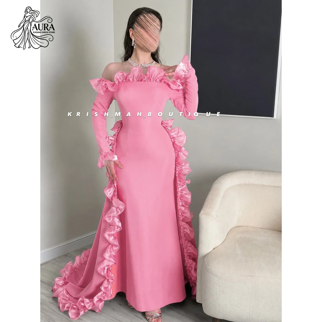 Aura Lace Luxury Elegant Party Dresses for Wedding Woman Fish Tail Customized Long Sleeves Women's Formal Evening Gowns Dress