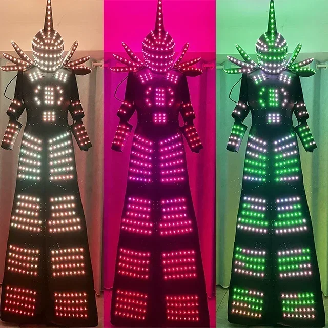 Factory Led Robot Costume Music Halloween Christmas Party Performance Costumes Robot Costumes Clothe Stilts Walker Smart Dance