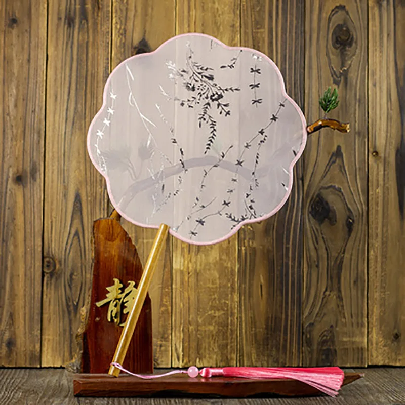 Traditional Chinese Hand Held Fan Translucent Silk Round Fan Chinese Han Ancient Dance Cheongsam Costume Home Decor Gift