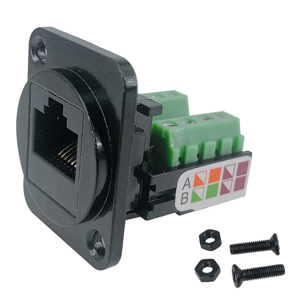 Adaptador de Terminal de tornillo de montaje en Panel hembra RJ45, 5 uds., Terminal tipo D RJ45 8P8C hembra a 8 pines