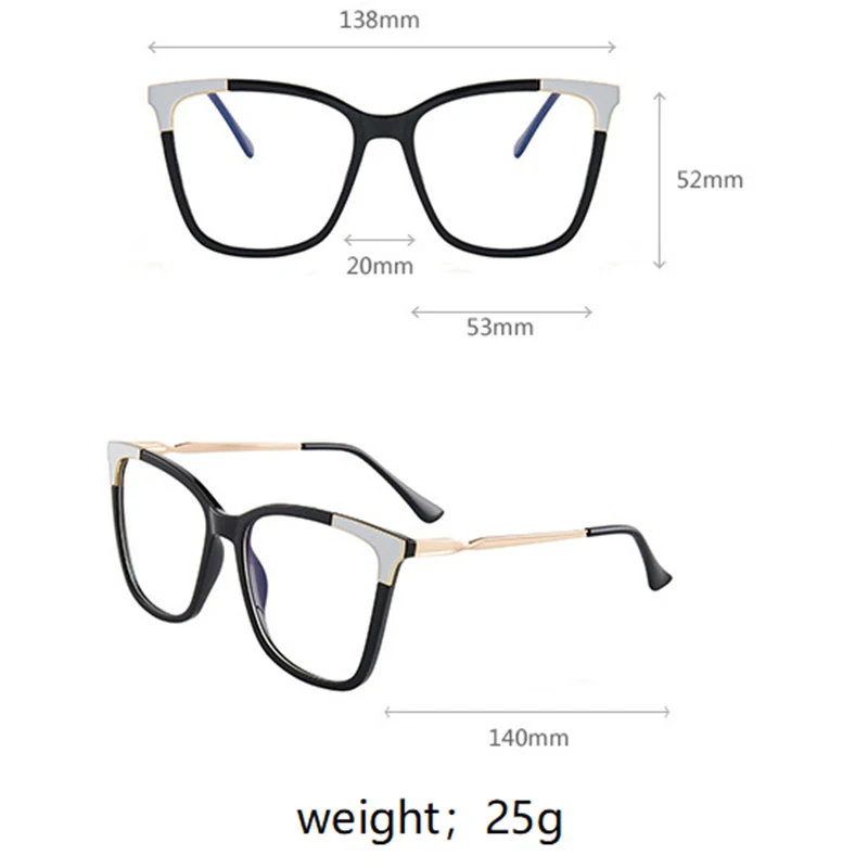 Gafas de plástico Tr90 para hombre y mujer, lentes ópticas con montura de ojo de gato de titanio, a la moda, para ordenador, 46963