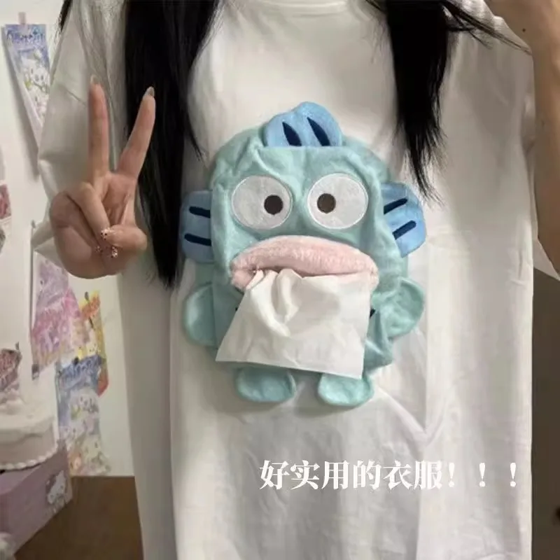 Miniso مضحك Hangyodon تي شيرت حمل ورقة معك الإبداعية الجديدة لطيف الكرتون ثلاثية الأبعاد البكم ورقة تي شيرتات قصيرة الاكمام بلايز متعة هدية #4