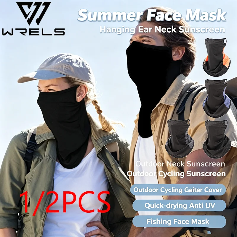 1/2PCS Outdoor Sun Protection Mask Breathable Anti UV Running Hiking Gaiter Cover Hanging Ear Quick-drying Cycling Fishing Mask