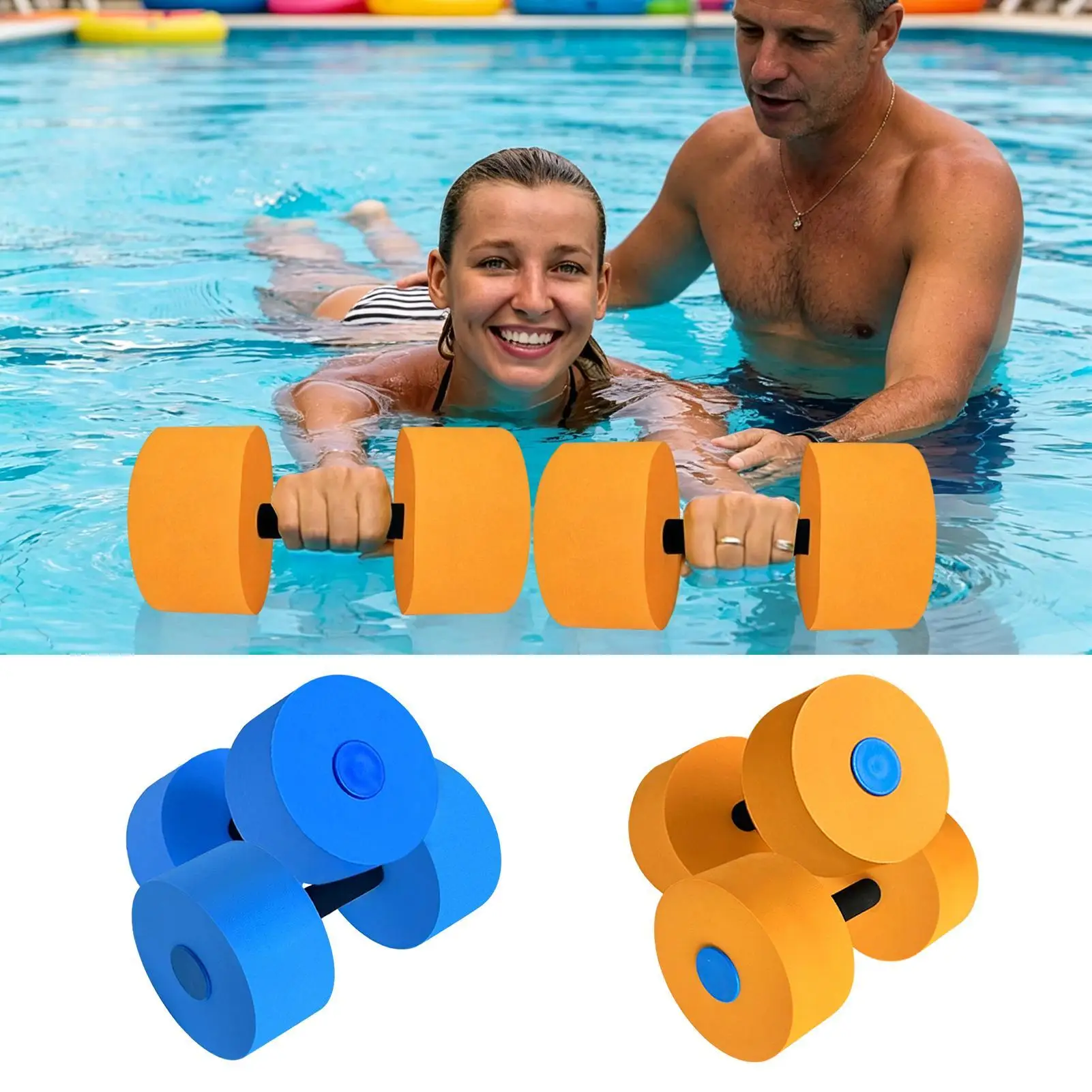 Pool Weights 2 Pcs Foam Floating Barbells for Adults Swimming Bodybuilding Upper Body Home Gym Beach and Lake Outdoor Summer