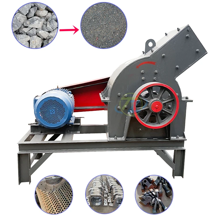 Small micro rock crusher Hard crushing Mobile crushing quarry Rough stone saving High efficiency hammer crusher