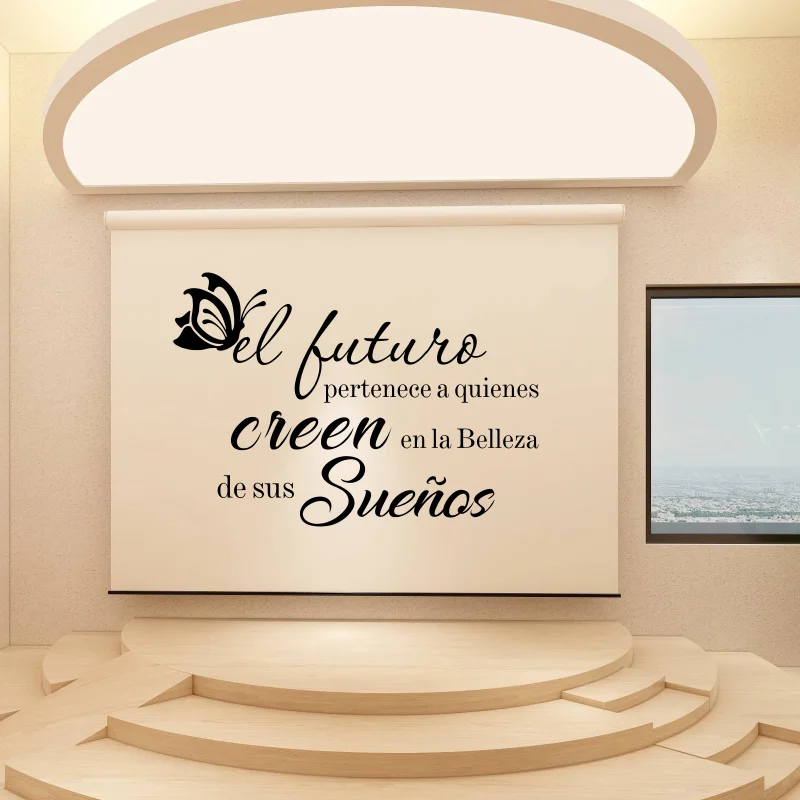 El Futuro Pertenece A Quienes Creen En La Belleza Spanish Quote Vinyl Wall Stickers Dreams With Butterfly Decor Decals #447