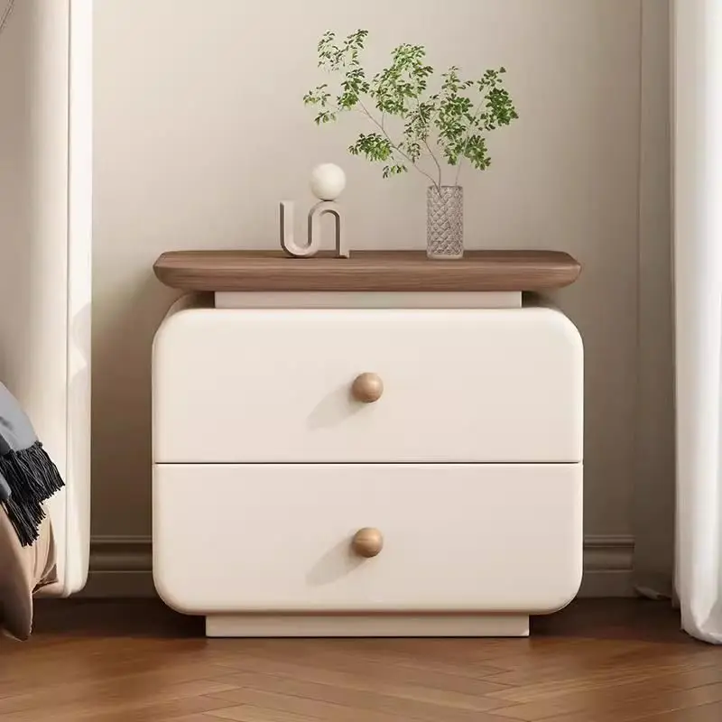 

Install solid wood cream small bedside table medieval simple home modern new minimalist bedroom storage bedside table