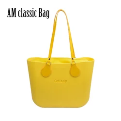 Ambag Obag O Bag Style Waterproof Classic Big EVA with Zip-Up Canvas Inner Colorful Long PU Leather Handles Women DIY Handbag