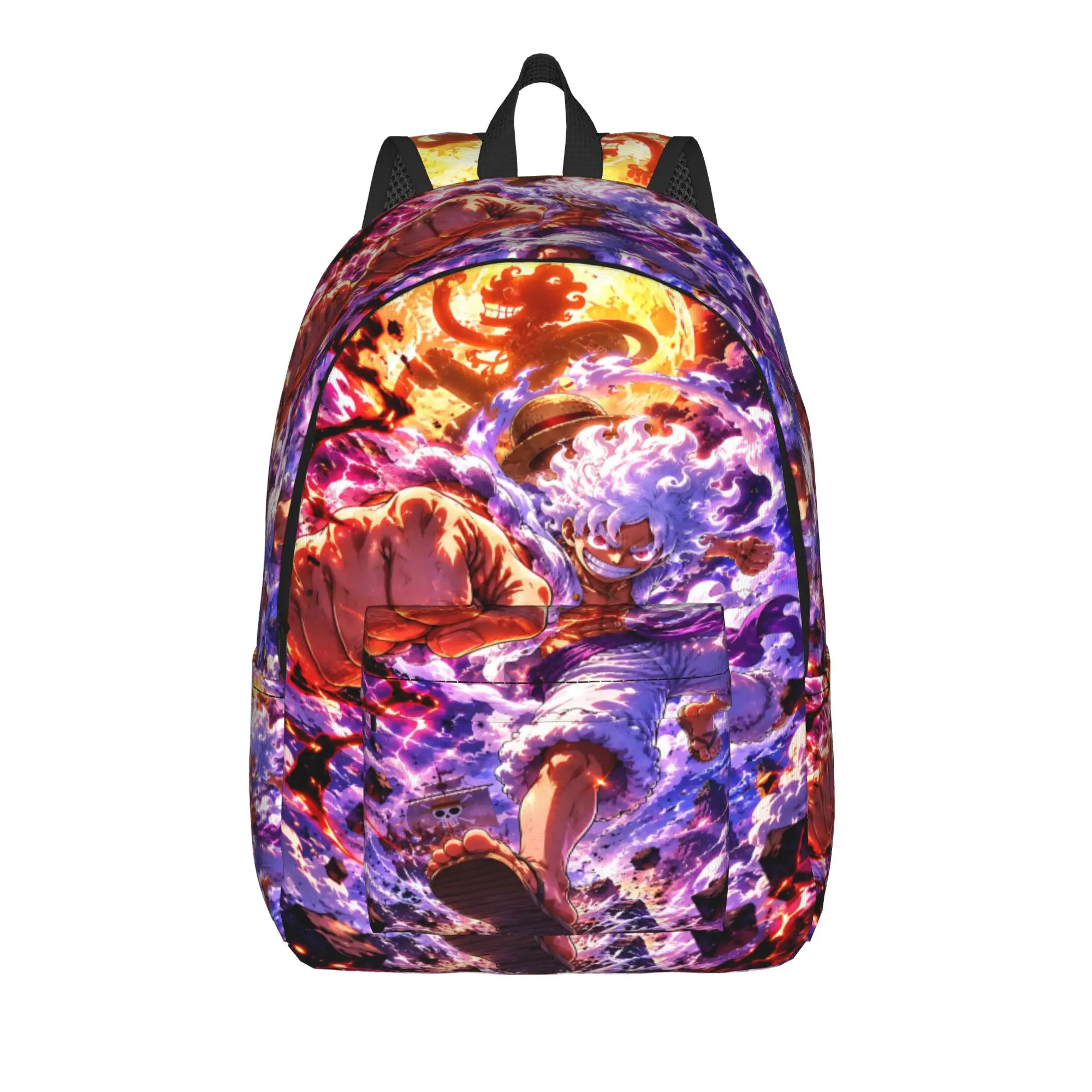Fashion One Piece Anime LUFFY Gear 5 Backpack Shonen anime Mochilas Snack Storage Campus Zipper Closure Rucksack