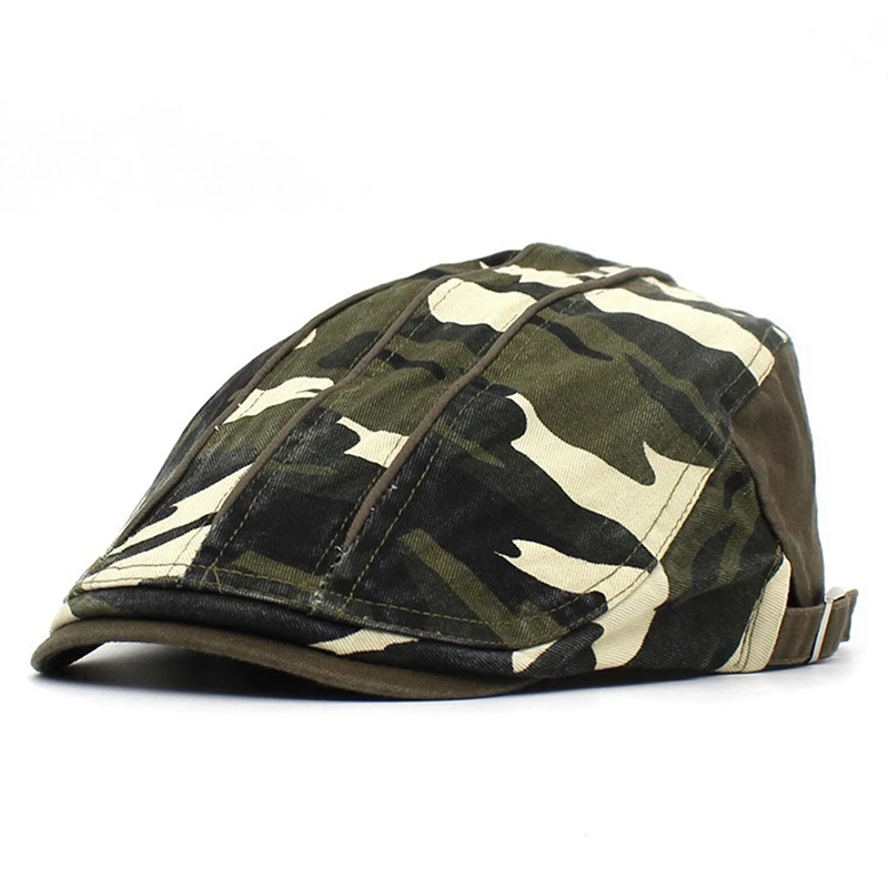 Camouflage Beret Cap Breathable Cotton Classic Newsboy Hat Green Golf Caps Leisure Touring Hats Driving Fishing Cabbies Headwear