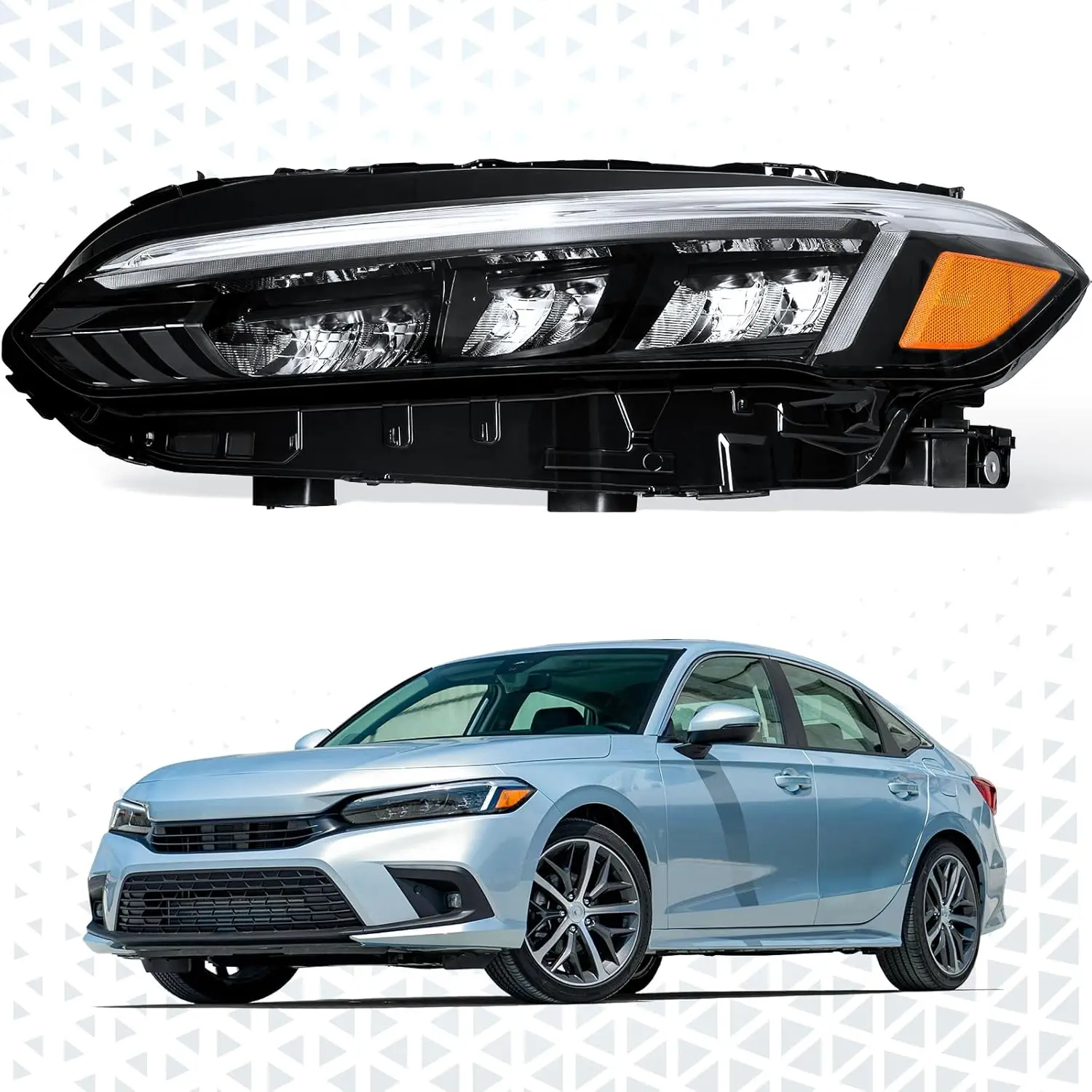 

Светодиодные фары в сборе, подходящие для Honda Civic Sport Touring 11th Gen Civic 2022 2023, замена автомобильных фар (левая сторона водителя)