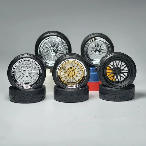 Kit K 118, Llanta de Estilo BBS LM Modificada, Material ABS con Acabado de Titanio, Versión Plateada, Construcción de Plástic...