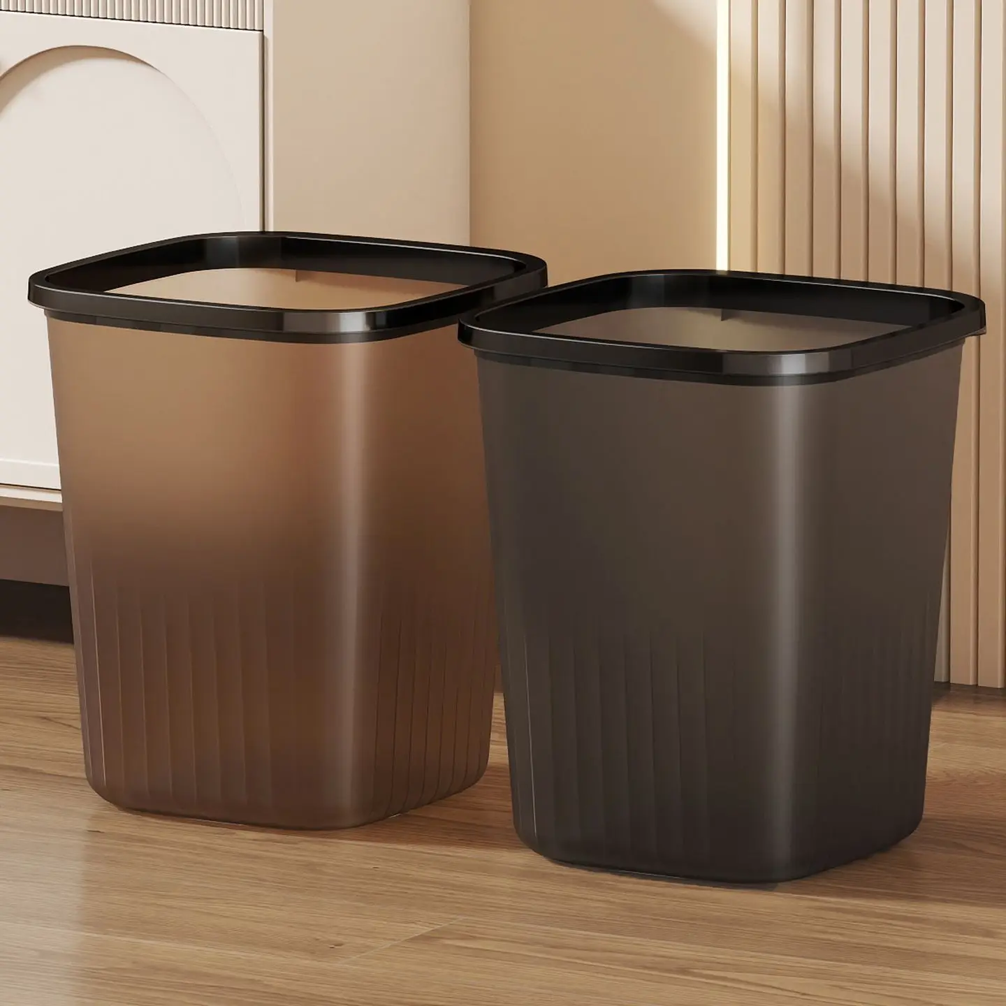 

Large Capaci Square Tra Can Transparent for Batoom Kitchen Bedroom Office Luxury with Crion Ring Home Cleaning Tool