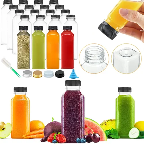 뚜껑이 달린 플라스틱 주스 병, 재사용 가능한 주스 스무디, 생강 차 커피, 식품 등급 및 누출 방지 여행 병, 60-1000ml, 10 개 