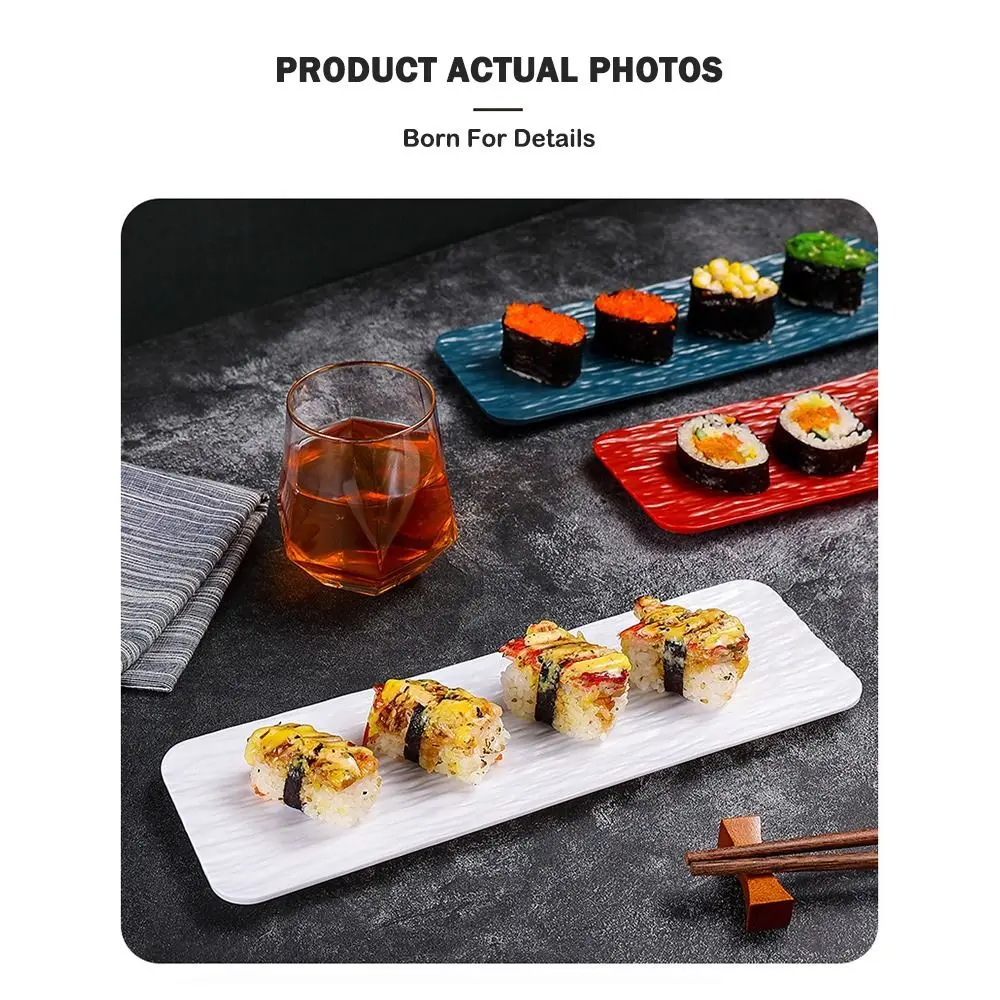 Multicolor Sushi Plate Stone Grain Flat Design Restaurant Plate Rectangular Shape Long Size Rectangular Plate Sushi Serving