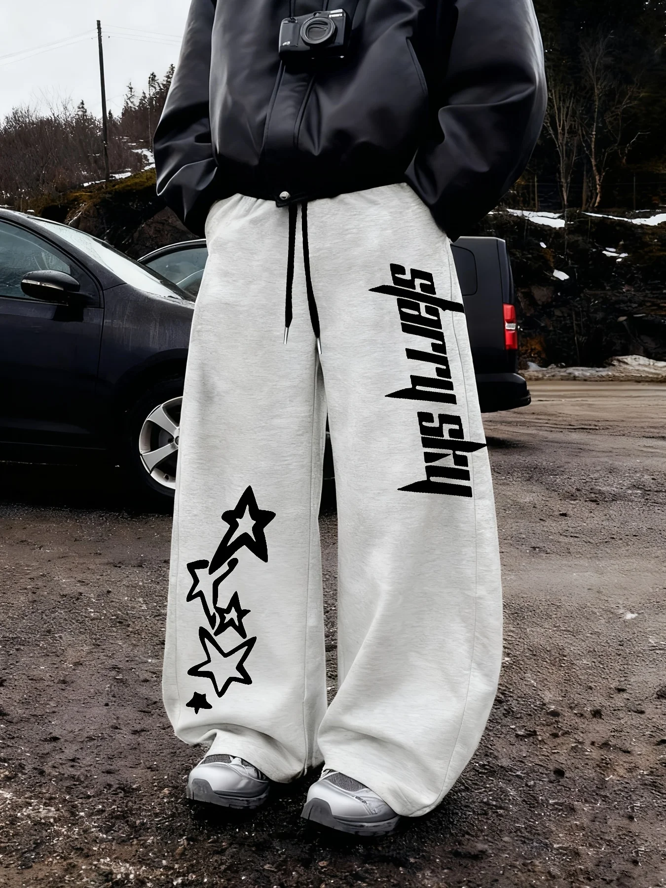 

Men's Versatile Solid Color Drawstring Loose Casual Sports Trousers, Spring and Autumn Men's Outdoor Home Casual Trousers