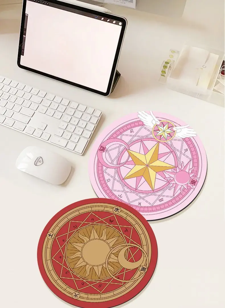 Cardcaptor Sakura Small Round Mouse Pad Magic Circle Halloween Gift Girl Wrist Warmers Shaped Portable Computer Office Desk Mat