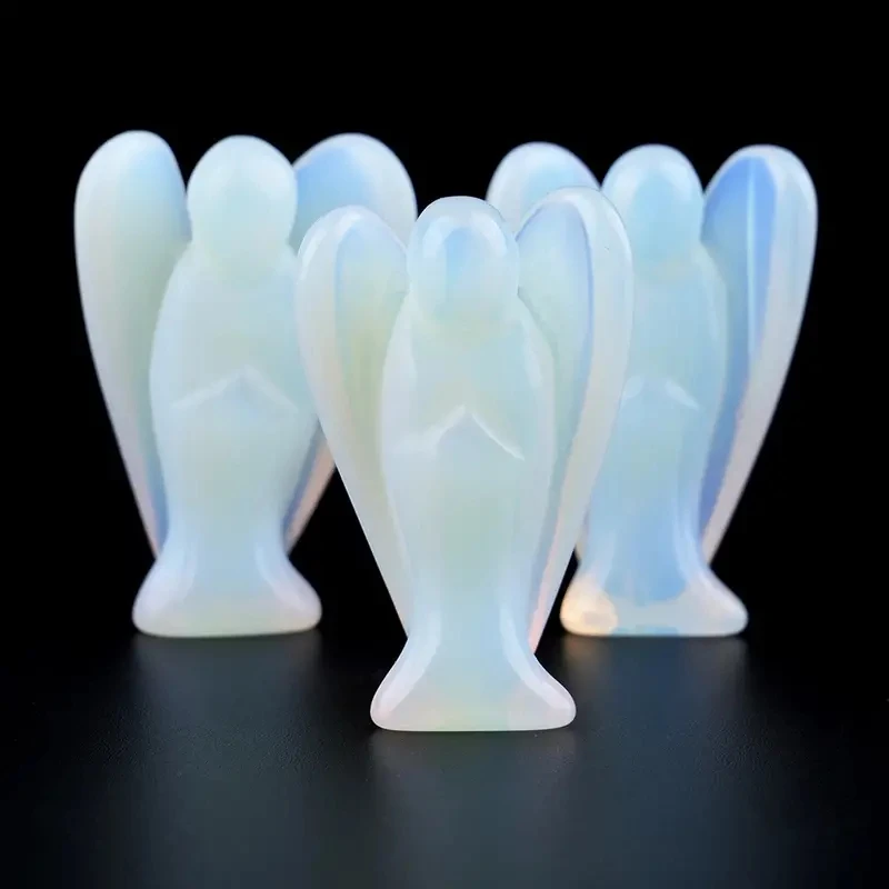 1pc Opalite Angel Crystals Carved Pocket Guardian Polished Angel Figurine 1.5\