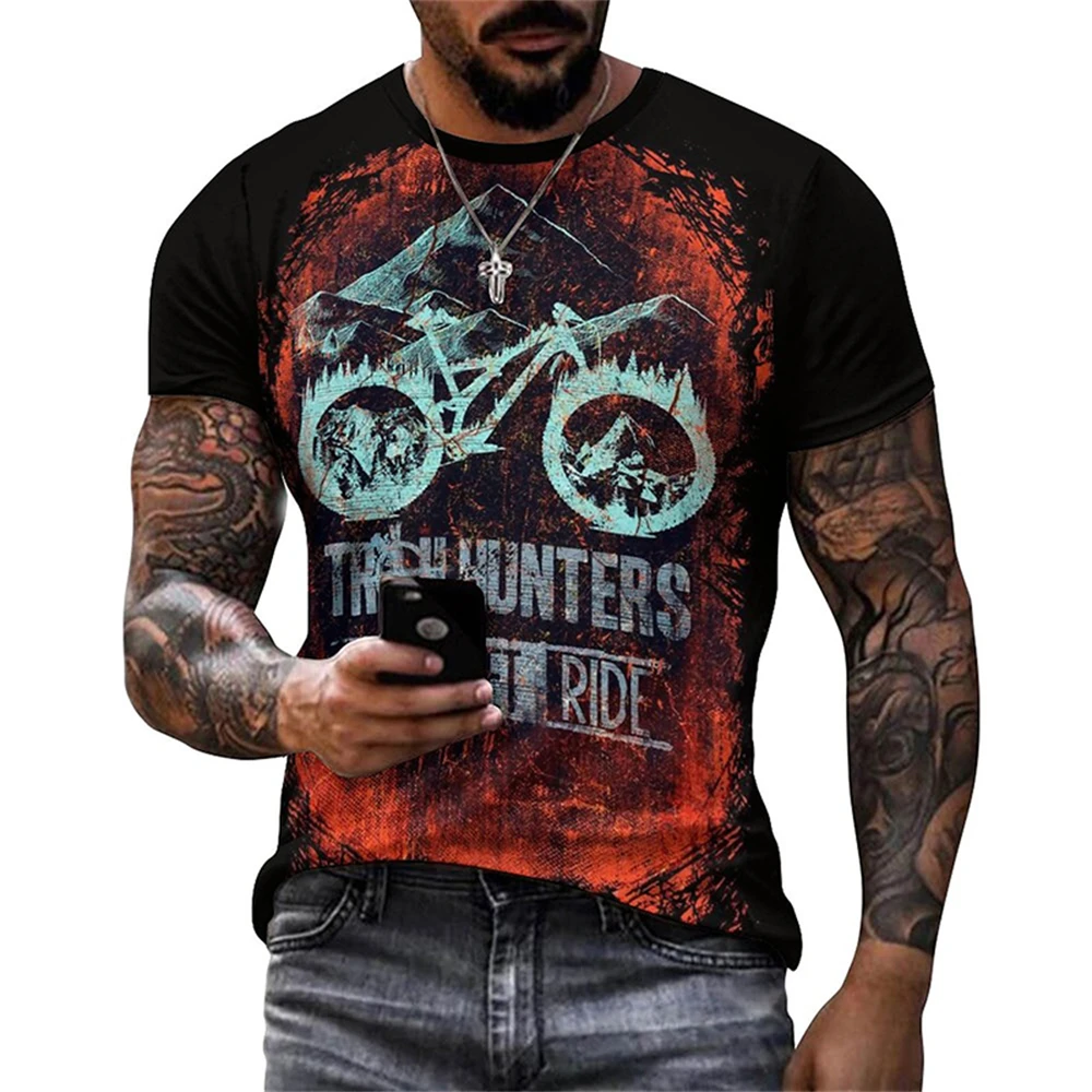 Vintage Bike Graphic T Shirt for Men Clothing 3D Printed Bicycle T-Shirt Gym Sport Tops Tee Streetwear Men Clothes Short Sleeve image 6