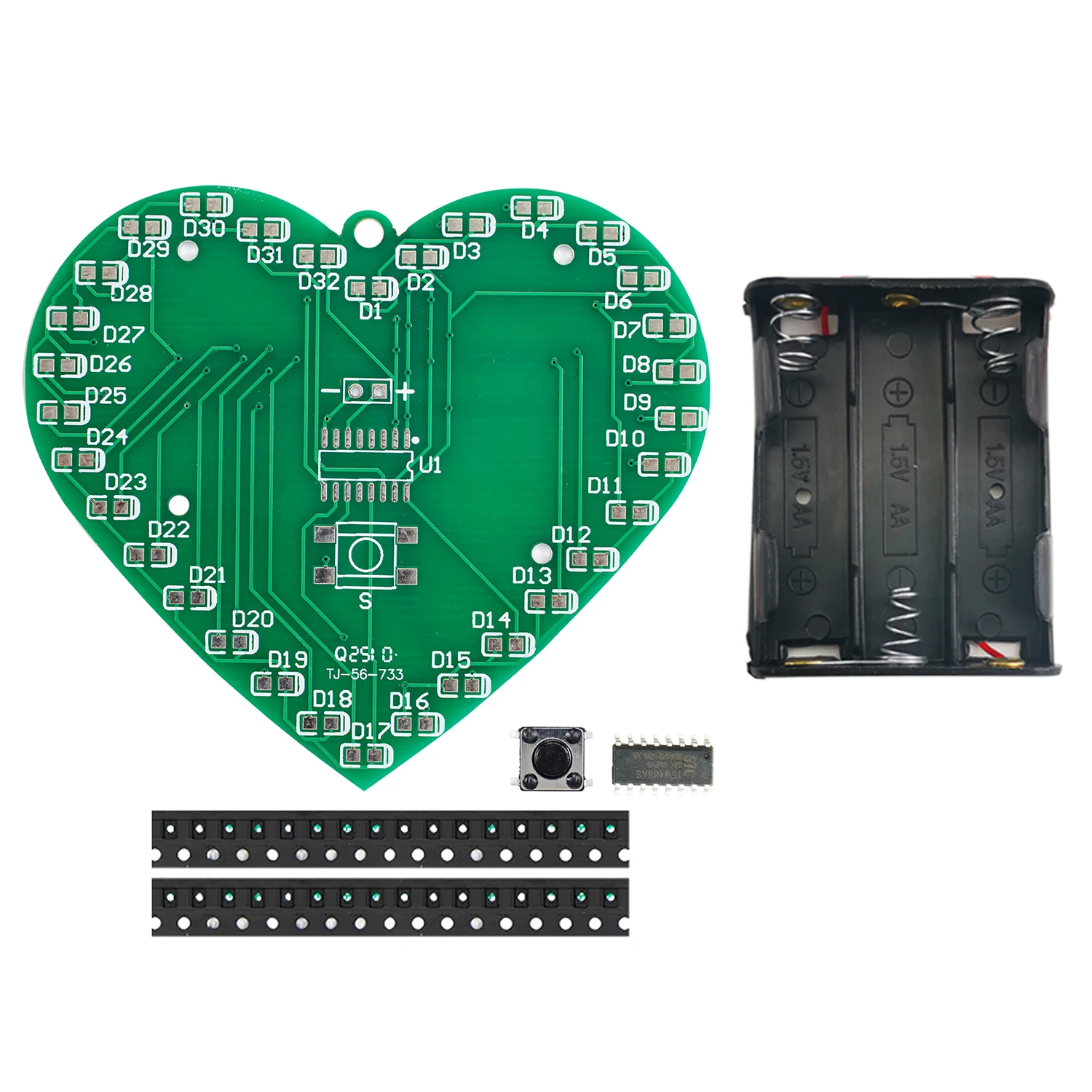 DIY Heart-shaped Light Kit Single-chip Microcomputer New 32-bit LED Light Flashing Welding Practice DIY Electronic Kit