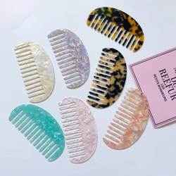 French Style Wide Tooth Pocket Hair Comb Marble Leopard Pattern Acetate Anti-Static Detangling Hairbrush Hairdressing Tool