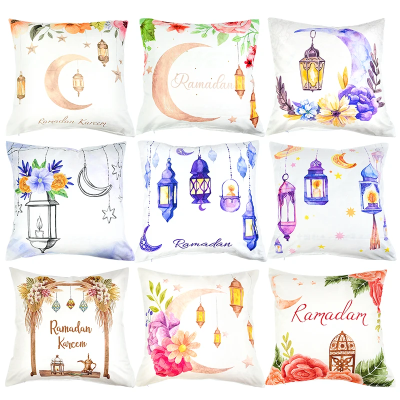 

45x45cm EID Mubarak Pillowcase Ramadan Kareem Cushion Cover Sofa Home Decor Muslim Islam Party Decoration Eid Al Adha Gifts