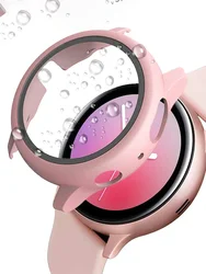 Glass+Case For Samsung Galaxy watch active 2 44mm 40mm All-Around cover bumper+Screen Protector film correa active2 44 mm 40 mm
