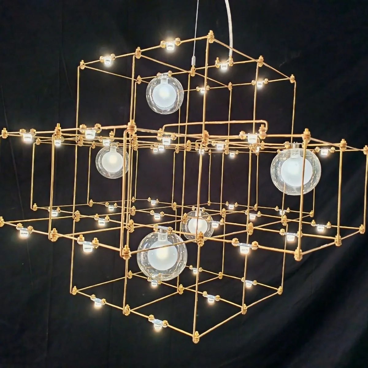 

Light Cube Chandelier Villa Restaurant Living Room Light Dot Starlight Creative Personality Modern Simple Firefly Chandelier