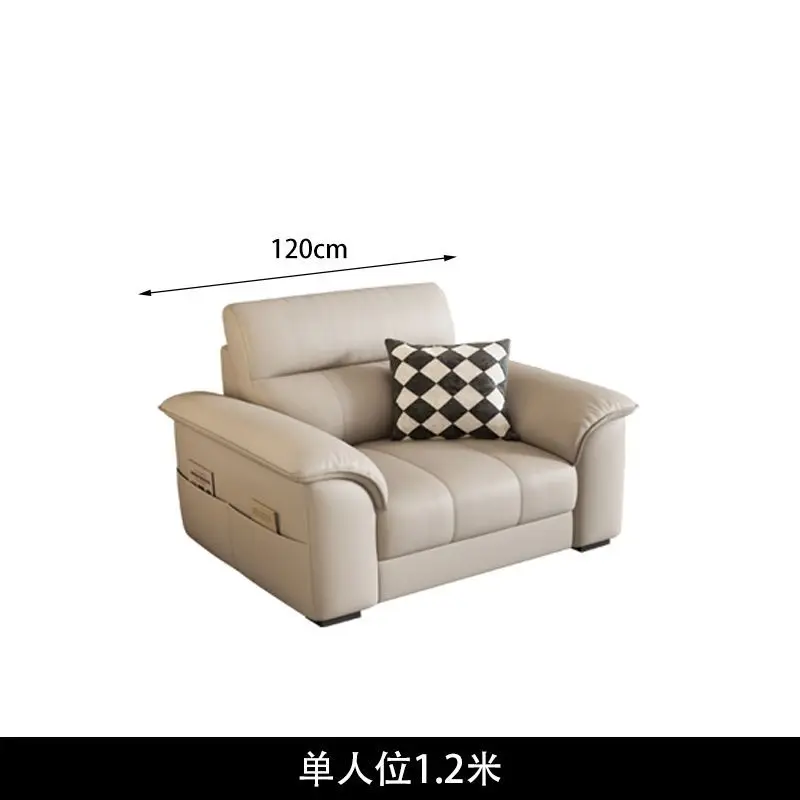 Light luxury leather sofa straight row living room size apartment piano minimalist Italian leather art sofa