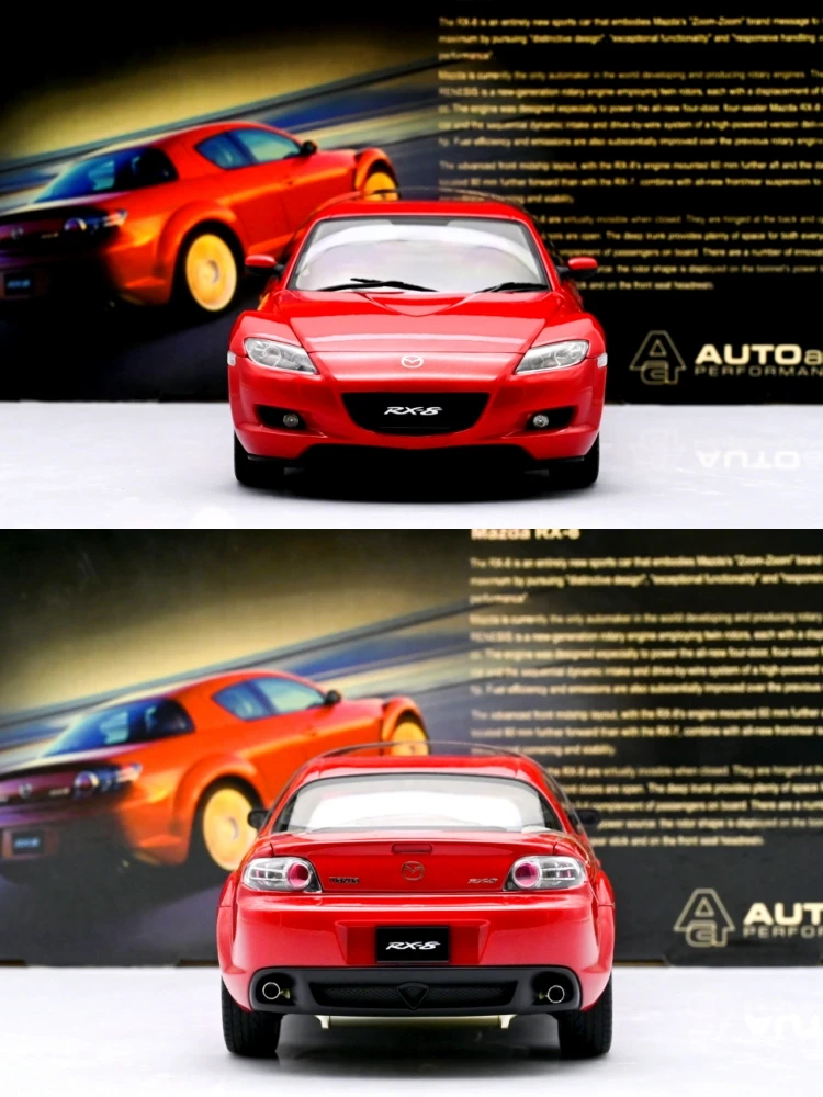 Autoart 1:18 RX8 Red JDM Alloy Fully Open Simulation Limited Edition Alloy Metal Static Car Model Toy Gift