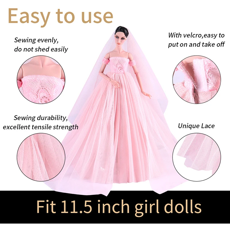 Fashion Wedding Dress For Doll Clothes Accessories Princess Girl Evening Dresses For 1/6 FR BJD Doll Supermodel Clothes Toy Gift