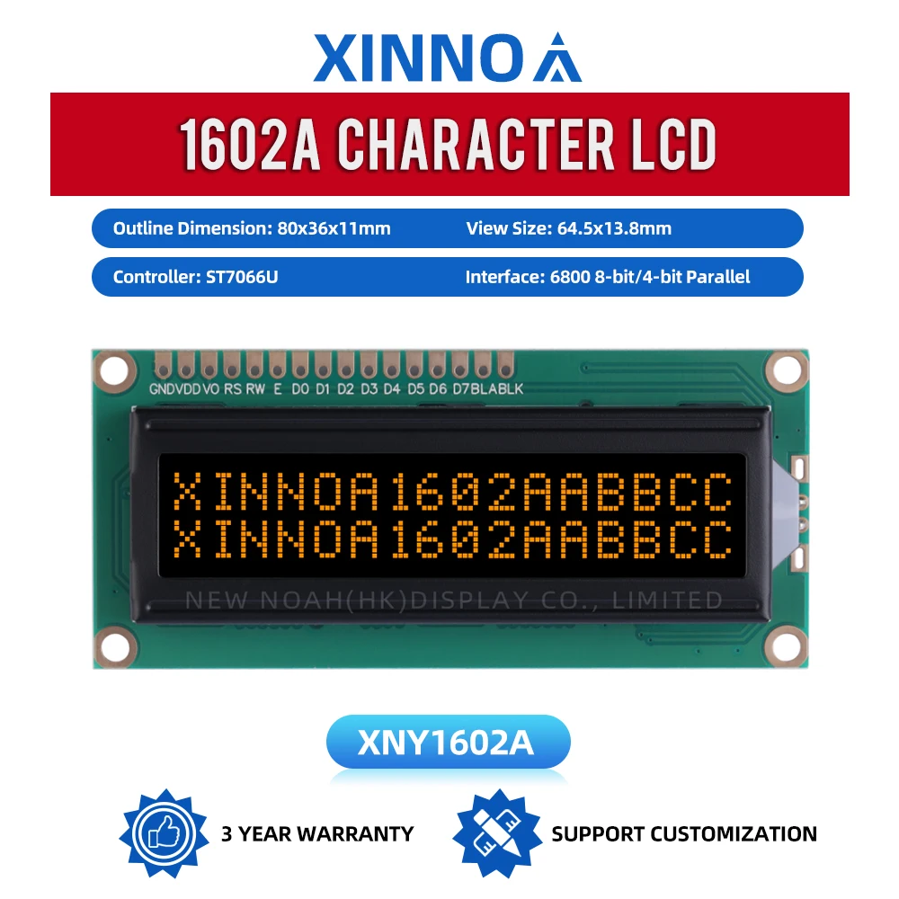 BTN black film Orange 1602A Character Display Screen 1602 LCD 16 PIN 3.3V Or 5V ST7066 Multi Language Module COB LCD Module