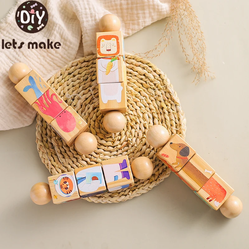 Let's Make-Jouets hochet en bois pour bébé, cloche à main, jouet Montessori, 0-12 mois, jouets mobiles, cadeaux pour tout-petits, 1 pièce