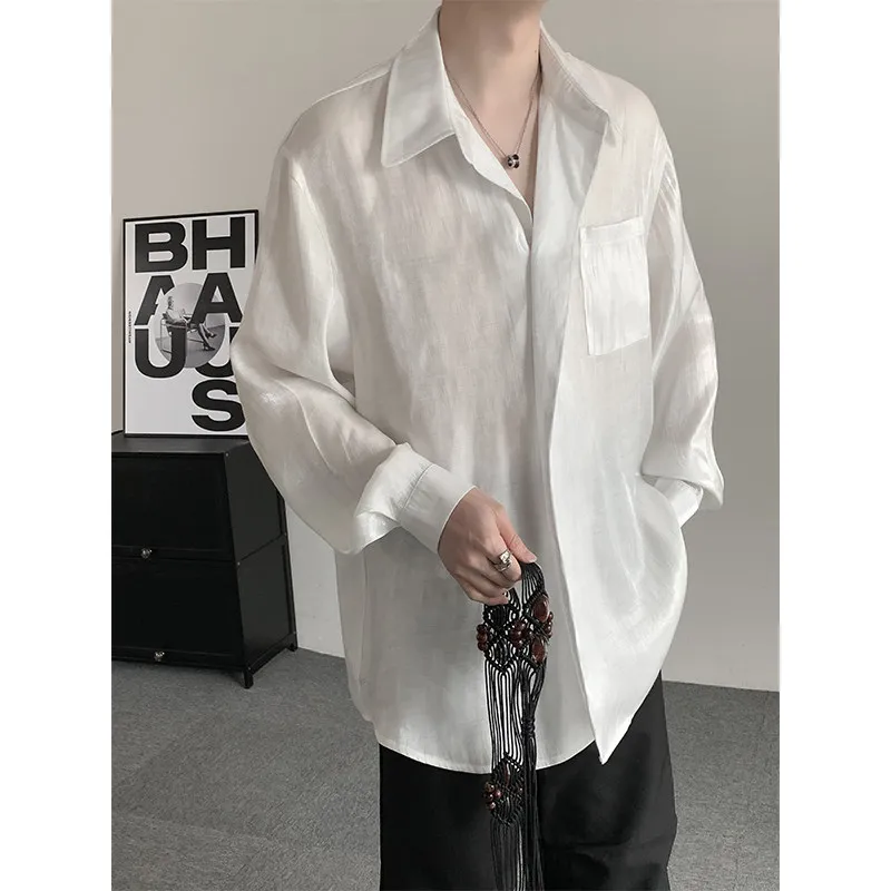 

SuperAen 2024 Summer Thin Long Sleeve Shirt Black Shirt Loose Korean Casual Shirt for Women